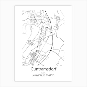 Guntramsdorf,Austria Minimalist Map Art Print