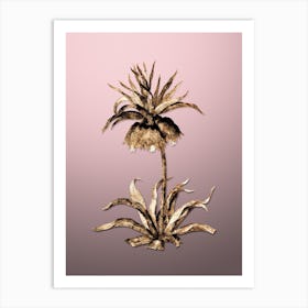 Gold Botanical Fritillaries on Rose Quartz n.3952 Art Print