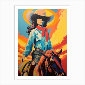 Vintage Cowgirl Painting 3 Art Print