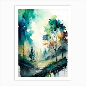 Watercolor Of A Forest 2 Art Print