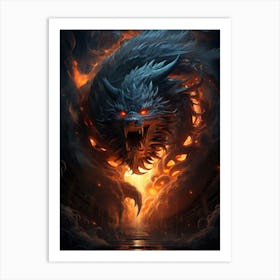 Dragon In Flames Art Print