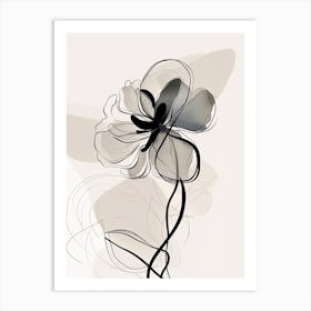 Line Art Orchids Flowers Illustration Neutral 17 Art Print