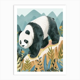 Giant Panda Walking On A Mountrain Storybook Illustration 1 Art Print