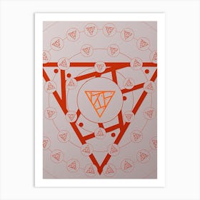 Geometric Abstract Glyph Circle Array in Tomato Red n.0019 Art Print