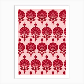 Red Floral Pattern Poster