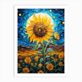 Sunflower Night Sky Art Print