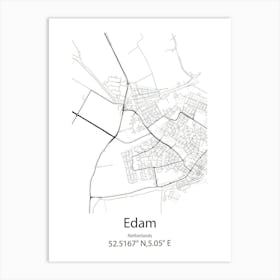 Edam,Netherlands Minimalist Map Art Print