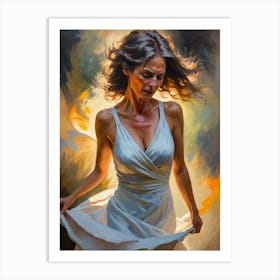 Woman In A White Dress 1 Art Print