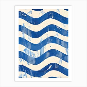 Blue And White Waves 1 Art Print