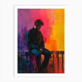 Man Sitting On A Bench Art Print