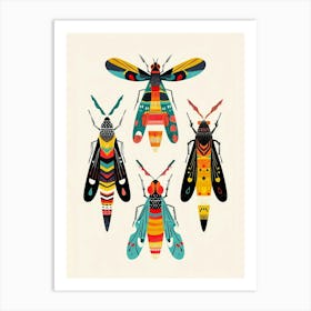 Colourful Insect Illustration Fly 6 Art Print