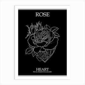 Rose Heart Line Drawing 6 Poster Inverted Art Print