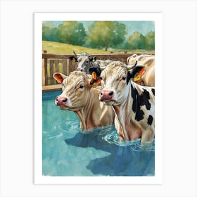 Cows In The Pool Art Print