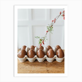 Chocolate Eggs In A Carton Art Print