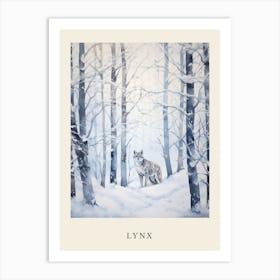 Winter Watercolour Lynx 2 Poster Art Print