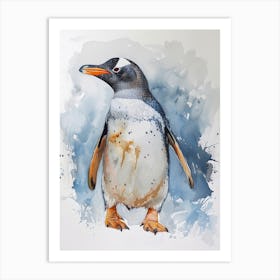 Humboldt Penguin Grytviken Watercolour Painting 4 Art Print