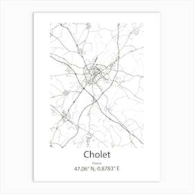 Cholet,France Minimalist Map Art Print