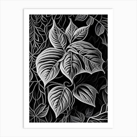 Basil Leaf Linocut 1 Art Print