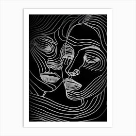 Simplicity Black And White Lines Woman Abstract 3 Art Print