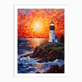 Lighthouse At Sunset 2 Art Print