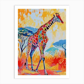 Geometric Watercolour Style Giraffe 3 Art Print