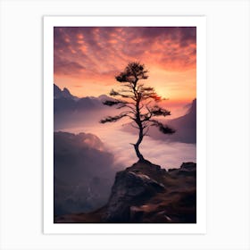 Lone Tree At Sunset 1 Art Print