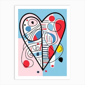 Pastel Pink & Blue Geometric Heart Art Print