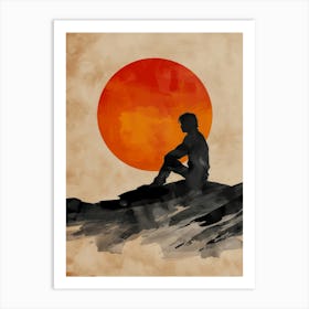 Man Sitting On A Rock Art Print