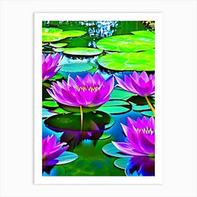 Water Lilies Waterscape Pop Art Photography 1 Art Print