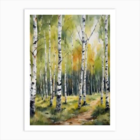 Birch Trees in Autumn Forest Art Print