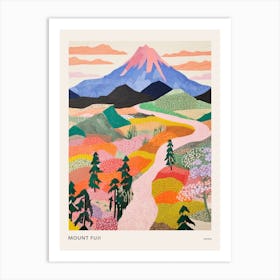 Mount Fuji Japan 5 Colourful Mountain Illustration Poster Art Print