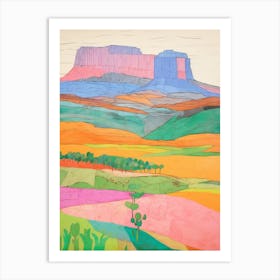 Mount Roraima South America 2 Colourful Mountain Illustration Art Print