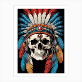 Skull Indian Headdress (17) Art Print