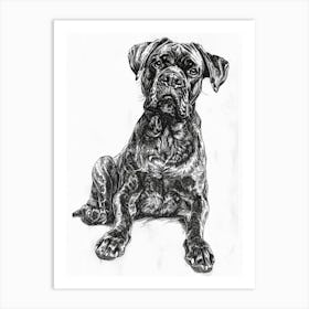 Mastiff Dog Line Sketch 1 Art Print