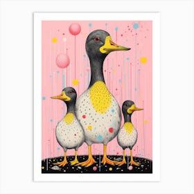 Pastel Pink Abstract Duck Illustration Art Print
