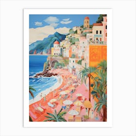 Atrany, Amalfi Coast   Italy Beach Club Lido Watercolour 3 Art Print