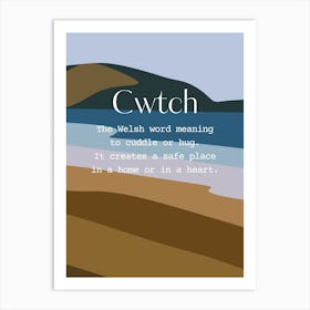 Welsh Cwtch Quote Beach and Sea Art Print