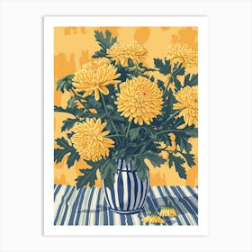 Chrysanthemum Flowers On A Table   Contemporary Illustration 3 Art Print