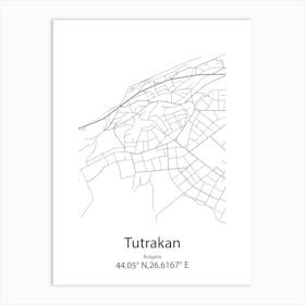 Tutrakan,Bulgaria Minimalist Map Art Print