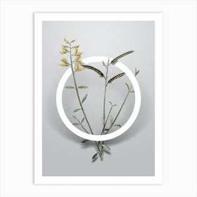 Vintage Spanish Broom Minimalist Floral Geometric Circle on Soft Gray n.0213 Art Print