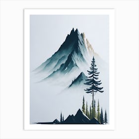 Mountain And Forest In Minimalist Watercolor Vertical Composition 242 Art Print