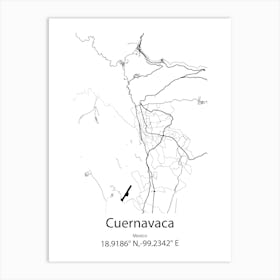 Cuernavaca,Mexico Minimalist Map Art Print