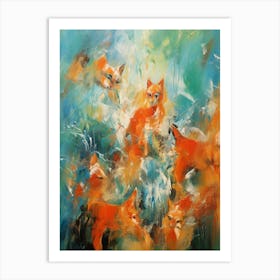 Foxes Abstract Expressionism 2 Art Print