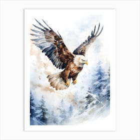 Snowy Eagle Watercolour 2 Art Print