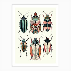 Colourful Insect Illustration Flea Beetle 11 Art Print