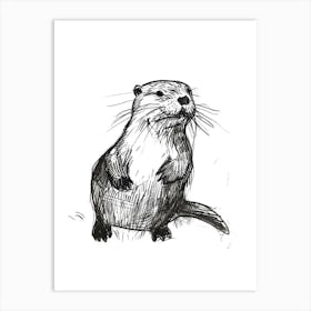 B&W Otter Art Print