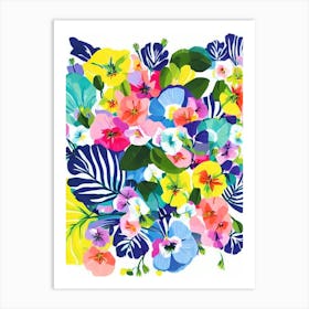 Sweet Pea Modern Colourful Flower Art Print