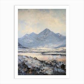 Vintage Winter Painting Snowdonia National Park United Kingdom 3 Art Print
