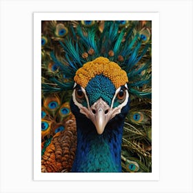 Default A Colorful Design With A Peacock On It 2 Art Print