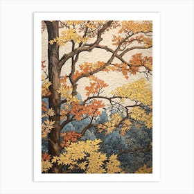 Winged Elm 1 Vintage Autumn Tree Print  Art Print